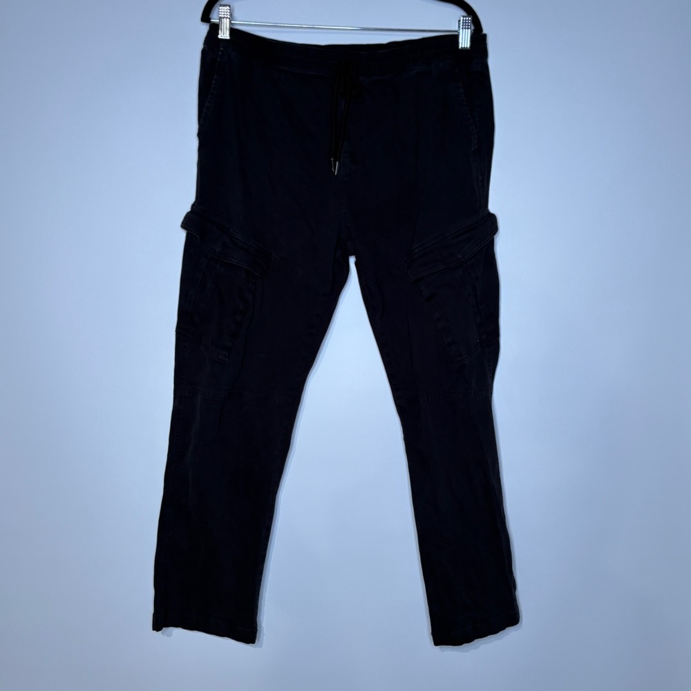 Brooklyn Cloth Relaxed Fit Woven Pant in Black Size Large Pull On Cargo Style